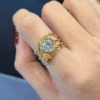 Ženska nepravilna linija višeslojni dijamantni prsten stilski prsten za angažman prsten zvona zlato