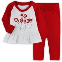 Djevojke novorođenčad Wes & Willy Scarlet Bijela Nebraska Huskers Balloon Raglan 3 4-rukava majica i gamaši set
