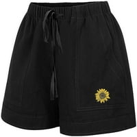 Ženske kratke hlače Ležerne prilike elastične strugove Džepovi ljetni cvjetovi šarke Ženske modne hlače za izvlačenje sa džepovima za žene Crne S