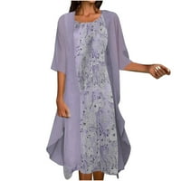 Fnohy ženska ljetna haljina plus veličine pola rukava + haljina dve set haljina dužine koljena