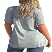Springttc Women Plus size Solid Boja kratki rukav šuplji izleti labavi fit casual pulover majica