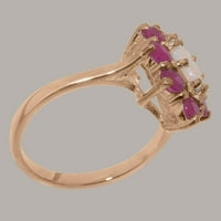 Britanci napravio 18K ružičasto zlato stvarni istinski OPAL i rubinski ženski prsten izjave - Veličine opcije - Veličina 8.25