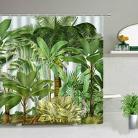 Tropska zelena biljna listova palma scenografija tuš za tuširanje flamingo zaslona u kupaonici vodootporna frabična zavjesa za kuke sa kukama