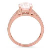 2. CT sjajan ovalni rez prozirni simulirani dijamant 18k Rose Gold Solitaire sa accentima prsten sz 6.5