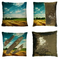 Ljetni pejzaž sa pšeničnim terenskim oblacima jastuk za jastuk kućni dekor jastuk