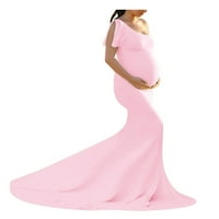 LHKED žene Trudnice Fotografija rekviziraju s ramenom materinstvo bez rukava sa čvrstim haljinom za majčinstvo ljeto
