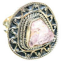 Velika gruba Kunzite Sterling srebrna prstena 8. - Ručno rađena boho vintage nakit zvona119066
