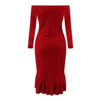 Ženske povremene haljine Ženske solidne boje seksi šljokica visoki struk Srednja duljina zamotavanje škrinje jesen i zimska haljina večernja haljina crvena m
