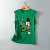 St. Patricks Dan majica Žene bez rukava Shamrock Zelena djetelina Srce Majica Cvjetni print Ležerne
