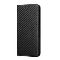 FEISHELL FALET Torbica za Samsung Galaxy A 5G, za žene muškarce, uzorak karbonskih vlakana izdržljiva PU kožna magnetska zatvarača Folio Flip Holder Card Slots, crna