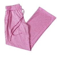 Gathrrgyp hlače za žene plus veličine, ženske modne ljetne čvrste povremene džep elastične struke duge hlače