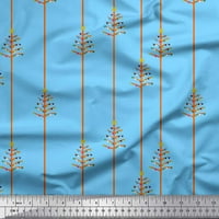 Soimoi Blue Rayon tkanina točka, zvezda i pruga štampana tkanina sa dvorištem