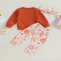 Huakaishijie novorođenčad sestra podudaranje odjeće dugih rukava pulover dukserica + cvjetne hlače + set za glavu