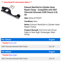Ispušni razvodnik Clindar za popravak glave cilindra - kompatibilan sa Chevy Silverado Classic 6.0L V8