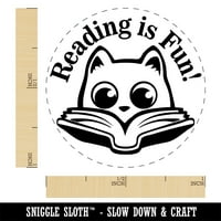 Čitanje je zabavna mačka sa gumenim žigom za nastavnike knjige za čipki za izradu žigosanja - srednja