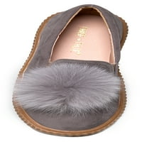 Suede okrugli toe-pom pom na loafer-modnom platformu Udobnost ravna cipela 6.5