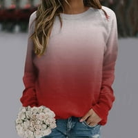 Ženske dukseve plus veličina casual crewneck duks dugih rukava pulover majice bluze tunike vrhovi pulover dukseve za žene, crvene s