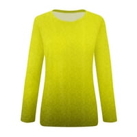 Kompresijska košulja Žene stabilna odjeća Ženska moda Daily Svetarni povremeni O-izrez s dugim rukavima, tiskani gornji žuti 2xl
