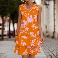 TAWOP modne žene Ljeto Ležerne prilike naleted V-izrez za zavoj cvjetni ispisani Camis haljina muške haljine