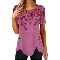 Ženski vrhovi čišćenje Ženska modna tiskana labava majica tasteri kratkih rukava bluza okrugli vrat casual vrhovi