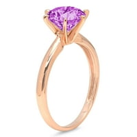 CT sjajan okrugli rez prozirni simulirani dijamant 18K ružičasto zlato pasijans prsten sz 5
