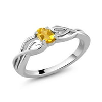 Gem Stone King Sterling Silver Prirodni citirani ženski zaručni prsten 0. CTTW oval 6x drago kamenje