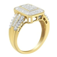 10k žuto zlato 1.0ct tdw okrugli i baguette rezan dijamantski prsten