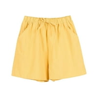 DMQupv Ženske kratke hlače za ljetni ženski kratki kratki kratke hlače visokih struka sa džepom žuti s