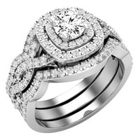 DazzlingRock kolekcija okrugli bijeli dijamantski halo Angažman prsten za žene u 10k bijelo zlato, veličine 9.5