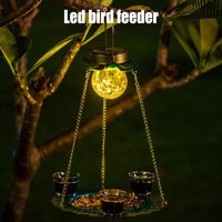 Solarno napajanje ptica za napajanje vanjski viseći vodootporne ptice za hranu Vrtni metalni cvijet ukrasno LED rasvjeta