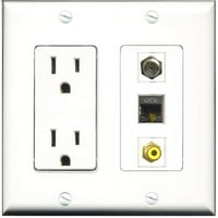 Riteav - AMP Port za napajanje RCA žuti port CoA luka zaštićena mačka Ethernet Ethernet Dekorativna zidna ploča