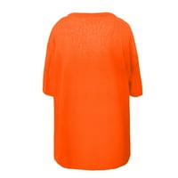 Ženska ljetna plus veličina labava moda V izrez Candy Boja kratkih rukava majica narančasta