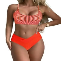 Ženski prugasti špageti remen narančasti bikini setovi m