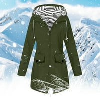 Mišuowi zimska odjeća za žene Žene Čvrsta kišna jakna na otvorenom plus veličina vodootporan s kapuljačnim kaputom od labavog kaputa zelena s