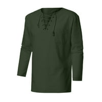 Guvpev muške proljeće ljeto Vintage Casual posteljina majica dugih rukava Top bluza - vojska zelena m