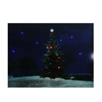 Northerlight LED osvijetljeno ukrašeno božićno drvce noću sa zvijezdama Canvas Wall Art