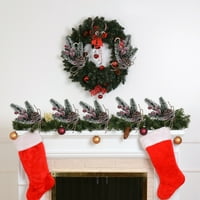 DIY Christmas Frosted Pine Podružnice Crvene bobice i cvjetni odabir dekora
