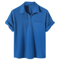 Crne polo majice za muškarce muški povremeni Walf provjerava čvrsta majica bluza Okrenite bluzu s kratkim rukavima na kratkim rukavima