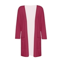 Cuoff Wouns Coats Jakne za žene Modni labavi povremeni džep Solid Cardigan SEDE-DEFLE rukav ženski vrhovi vruće ružičaste L