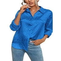 Dame košulje V bluza za izrez dugi rukav vrhovi za žene POM POM Tucijska majica Poslovno svijetlo plavo m