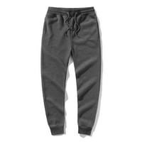 QXUTPO muške hlače Ležerne prilike za kaznene pantalone u fitnesu nacrtaju labav struk Solid u džepu u boji labavi dućane