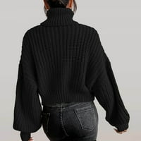 Ženski džemper turtleneck džemper pulover Jumper Knit TOP Streetwear s dugim rukavima Turtleneck vrhovi crni xxl