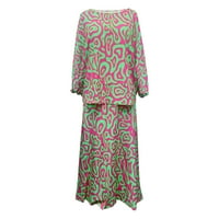 Jesenske haljine za žene za žene Ljeto Loose Plus veličine tiskani rukav s dugim rukavima s dugim rukavima vrhunska haljina duga košulja za vjenčanje Zelena XL