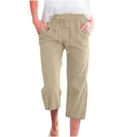 Puntoco Plus Veličina čišćenja ženske boje elastične labave hlače ravno široke pantalone za noge sa džepom