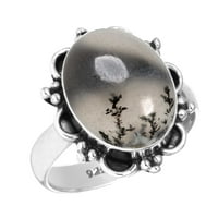 Sterling srebrni prirodni dendriti Opal ručno rađeni prsten