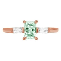 0.8ct smaragdni rez zeleni simulirani dijamant 14k ružičasti ružičasti zlato graviranje izjava godišnjica Angažman vjenčanje tri kamene prstene veličine 4,5