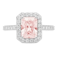 2.07ct smaragdni rez ružičasti simulirani dijamant 14k Bijelo zlato ugraviranje izjava bridalna godišnjica Angažman vjenčanje halo prstena veličine 8.25
