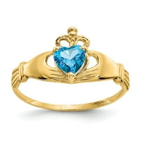 14k žuti zlatni prsten za prsten tematskog decembar kubičnih cirkonija cz plava, veličine 8