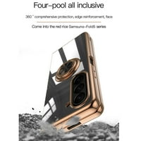 Elektroplaćeni futrola za Samsung Galaxy Z Fold 4, tanki tanki lagani okvir za nosače nosača metalnog prstena s magnetnim nosačem robusno otporno na udarce, siva