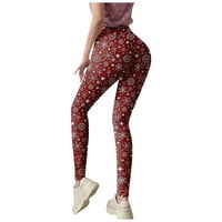 HHEI_K Ženske božićne tiskane joge hlače HIP-up High-Struk gamaše Tergo hlače žene